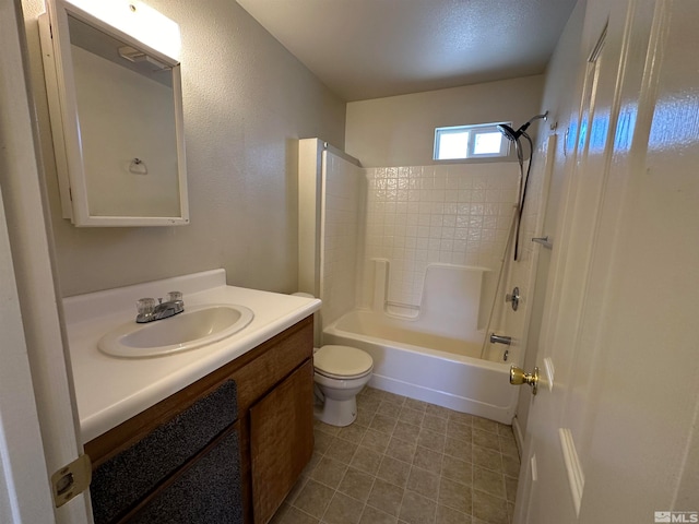 full bathroom featuring vanity, toilet, and bathtub / shower combination