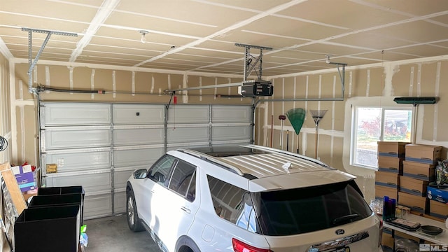 garage with a garage door opener