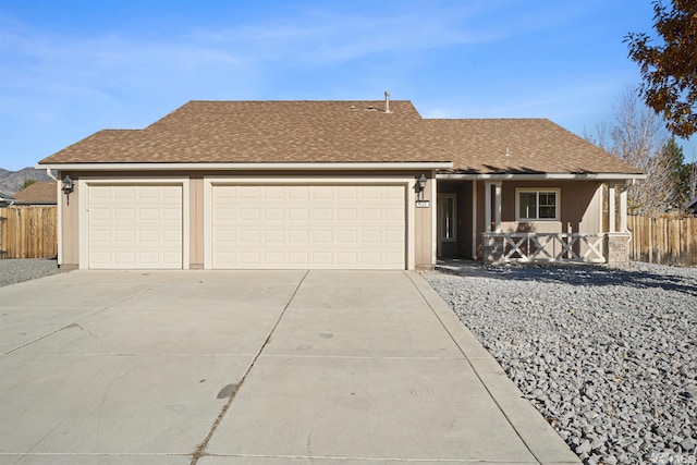 single story home with a garage