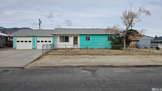 single story home with a garage