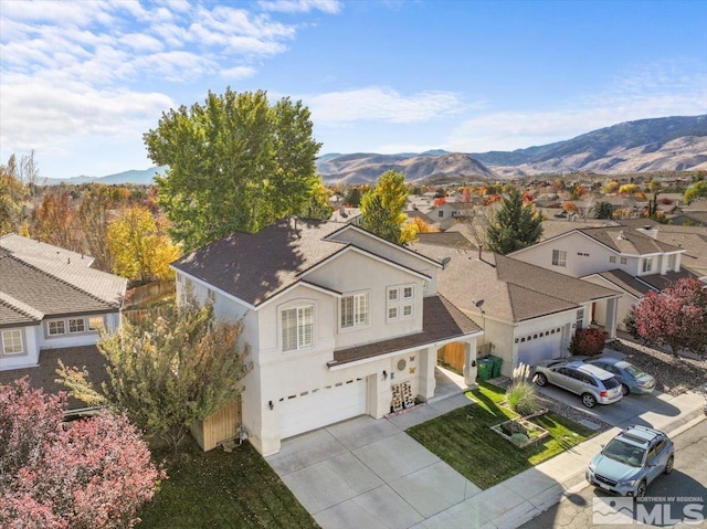 bird's eye view featuring a mountain view