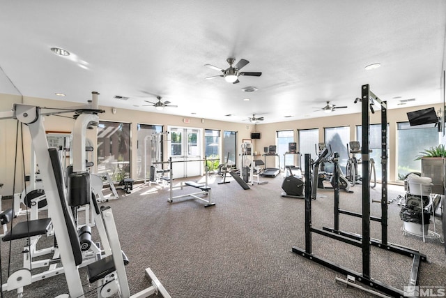 workout area featuring french doors