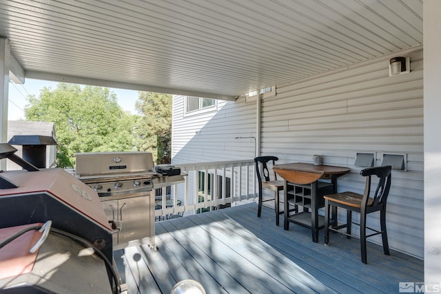 wooden deck with grilling area