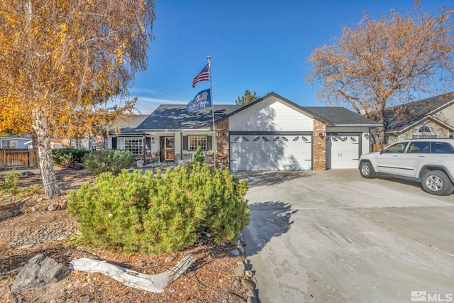 single story home with a garage