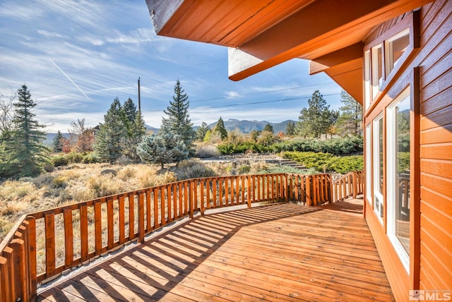 deck featuring a mountain view