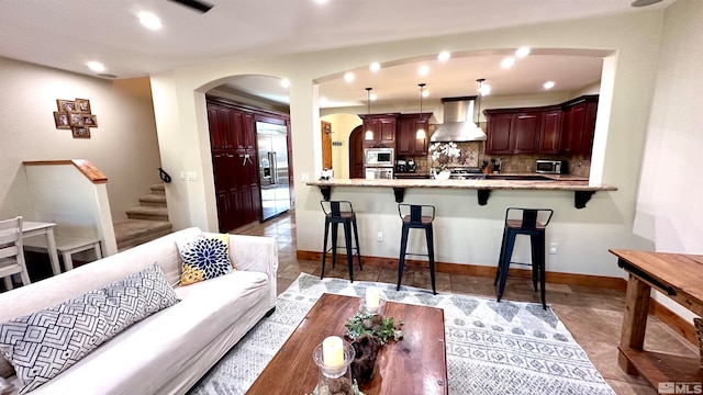 view of tiled living room