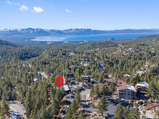 birds eye view of property featuring a mountain view