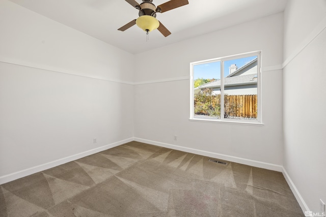 interior space with ceiling fan and carpet floors