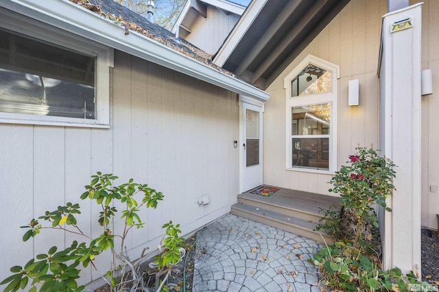 doorway to property featuring a patio