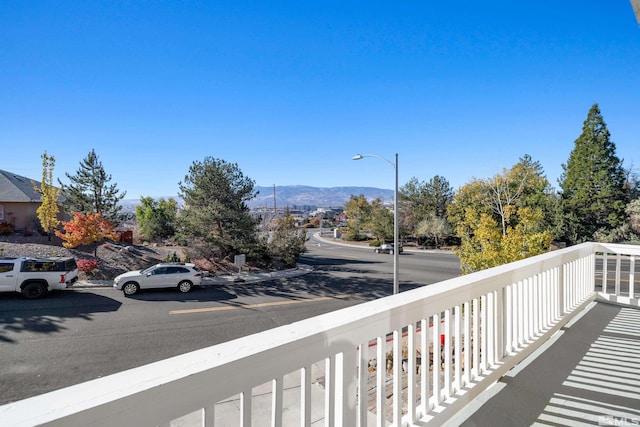 balcony with a mountain view