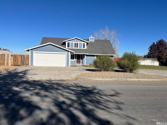 view of front of property with a garage