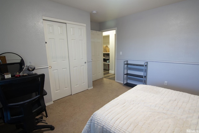 bedroom with a closet and carpet