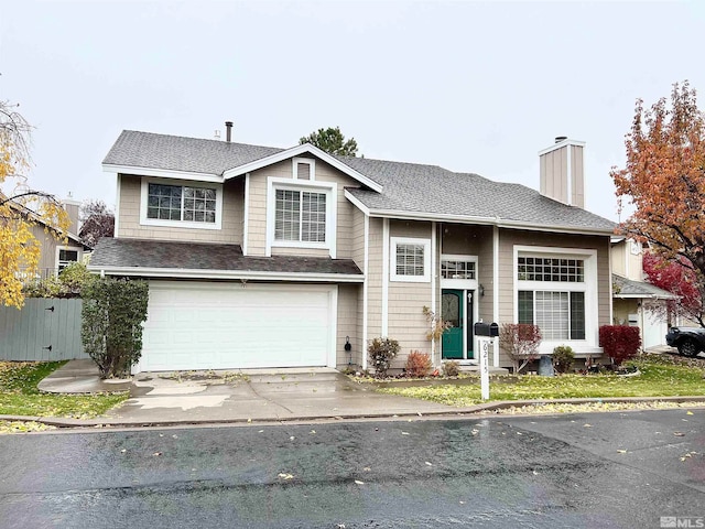 view of front of house with a garage