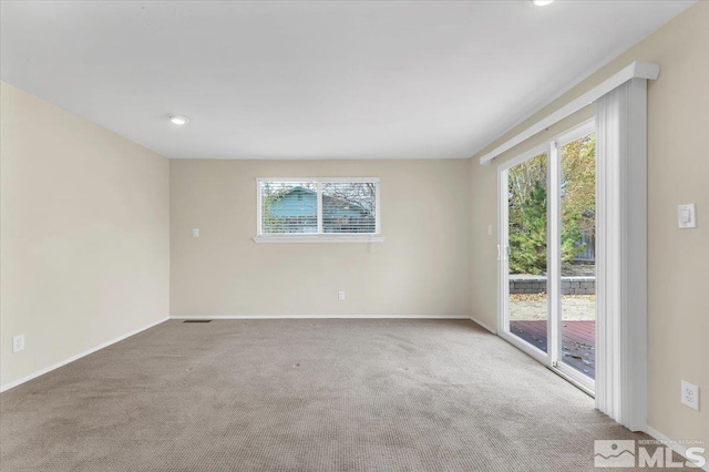 empty room featuring light carpet and plenty of natural light