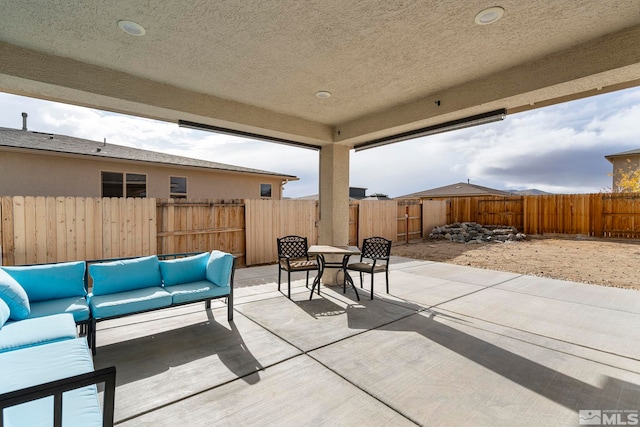 view of patio with an outdoor living space