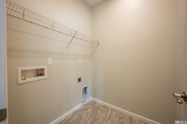 laundry room with electric dryer hookup and washer hookup