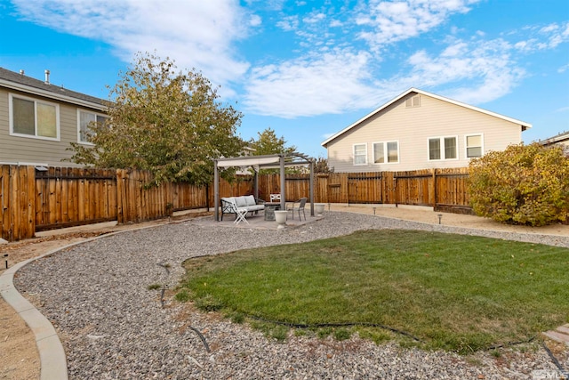 view of yard featuring a pergola and a patio