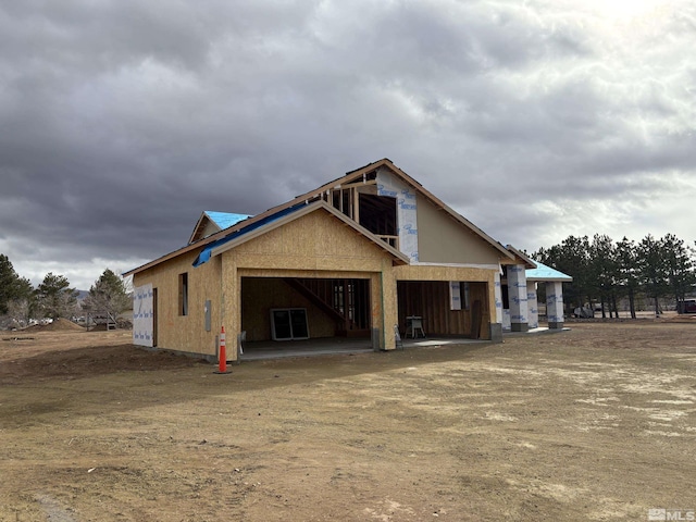 exterior space with a garage