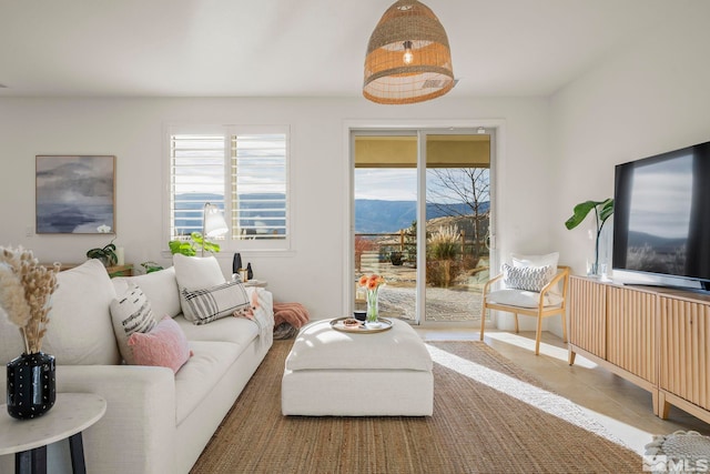 view of tiled living room