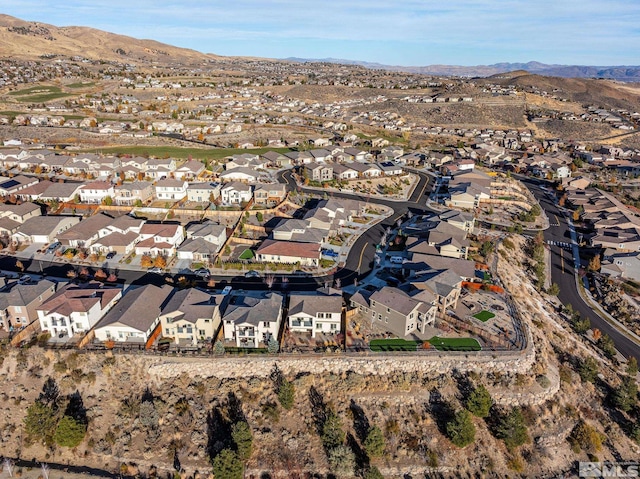 drone / aerial view with a mountain view