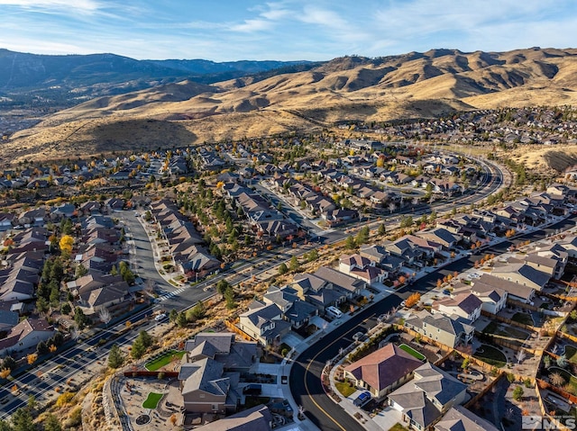 drone / aerial view with a mountain view