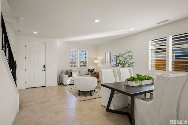 view of tiled dining area