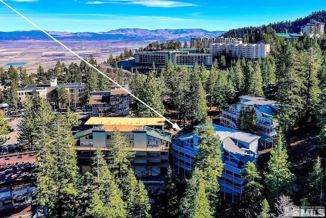 aerial view with a mountain view