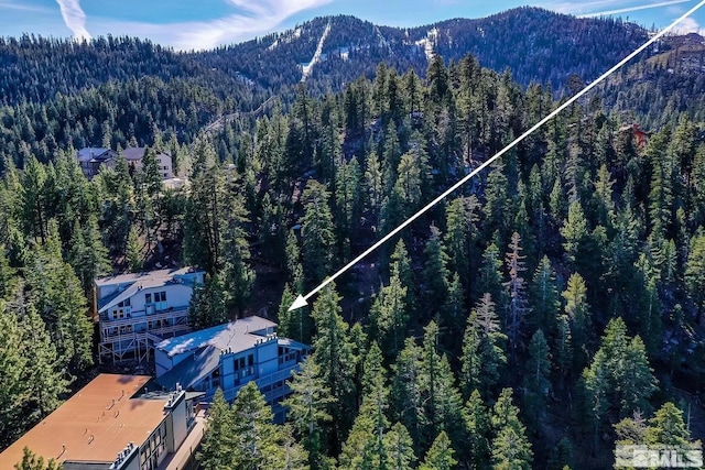 birds eye view of property with a mountain view