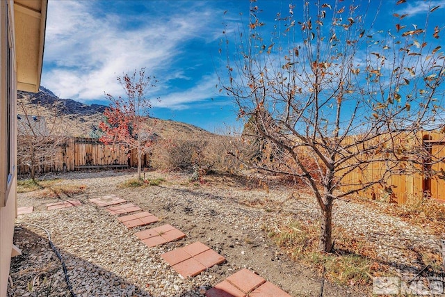 view of yard featuring a mountain view