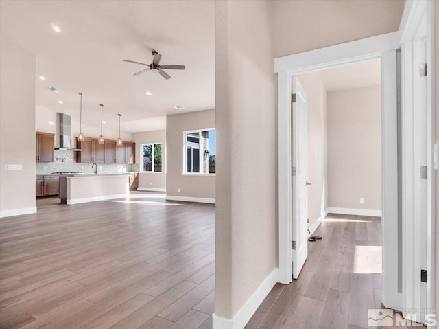 interior space featuring sink and wood-type flooring