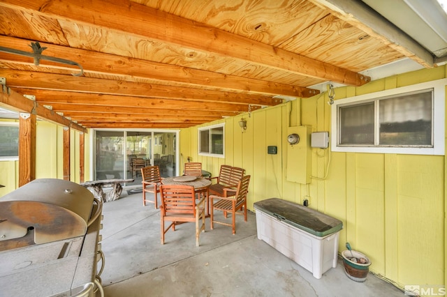 view of patio featuring a grill