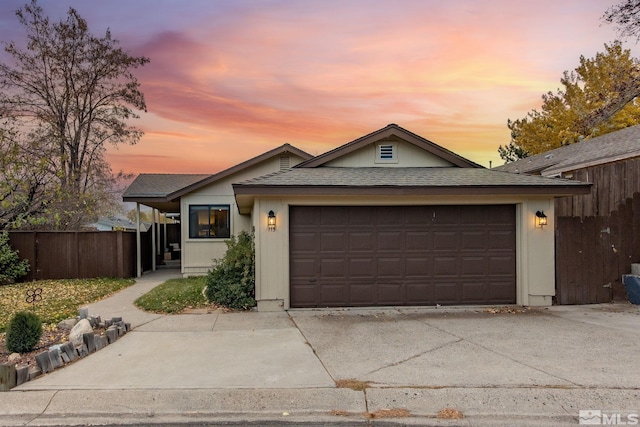 ranch-style house with a garage