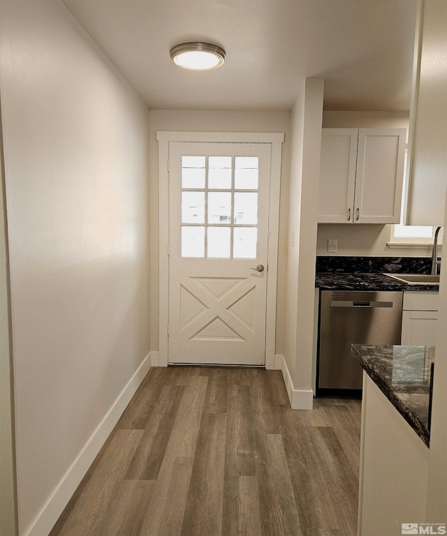 doorway to outside featuring hardwood / wood-style floors