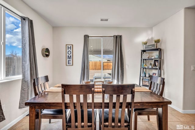 view of tiled dining space