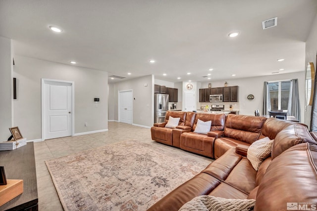 view of tiled living room