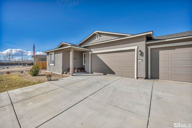 single story home with a garage