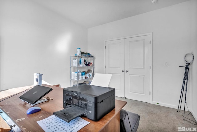 home office featuring carpet floors