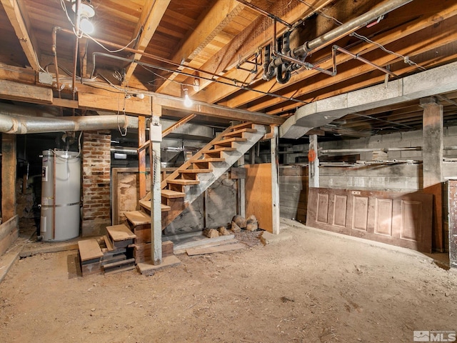 basement with secured water heater