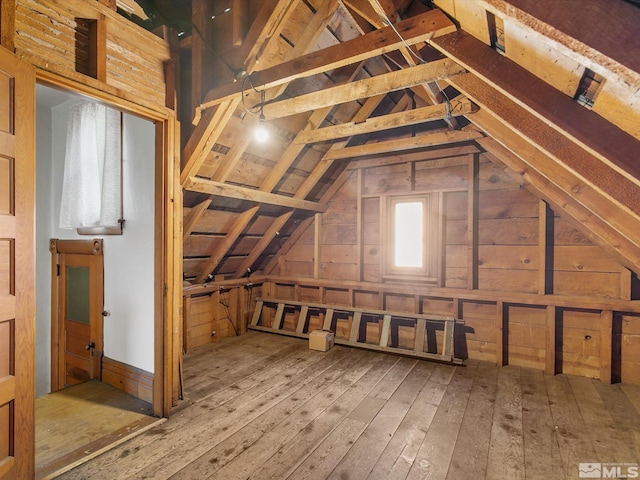 view of unfinished attic