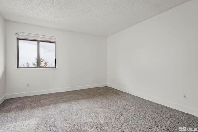 empty room with carpet floors and a textured ceiling