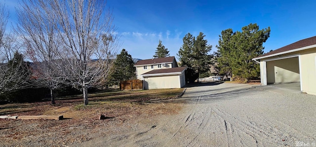 exterior space with a garage