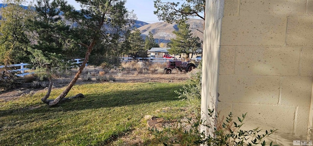 view of yard with a mountain view