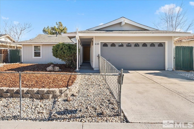 ranch-style home featuring a garage