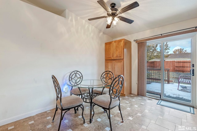 dining room featuring ceiling fan