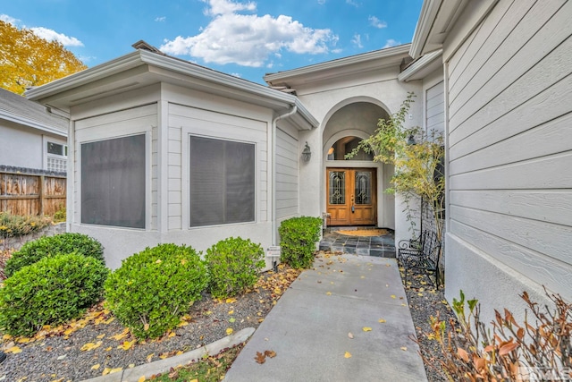 property entrance with french doors