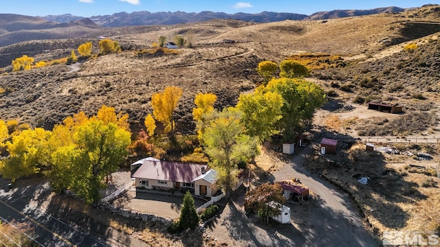 drone / aerial view with a mountain view