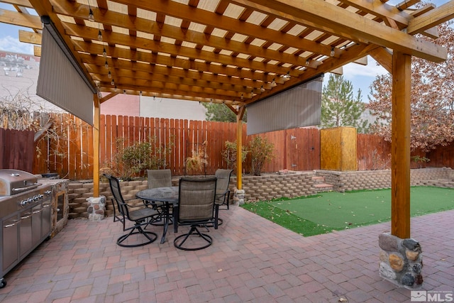 view of patio / terrace featuring a pergola