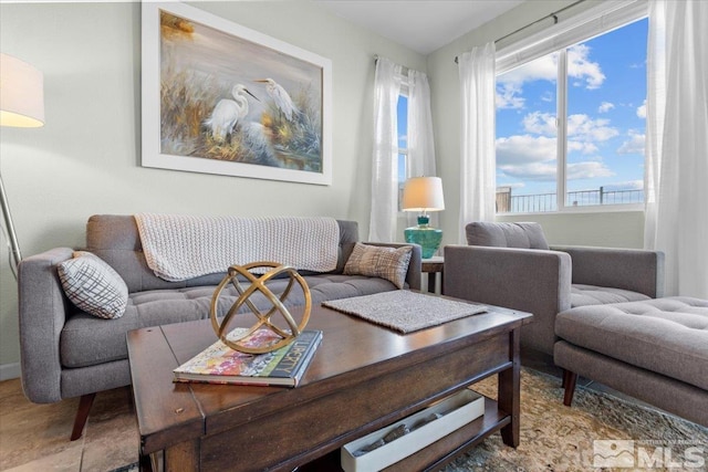 view of tiled living room