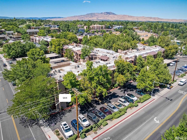 birds eye view of property with a mountain view