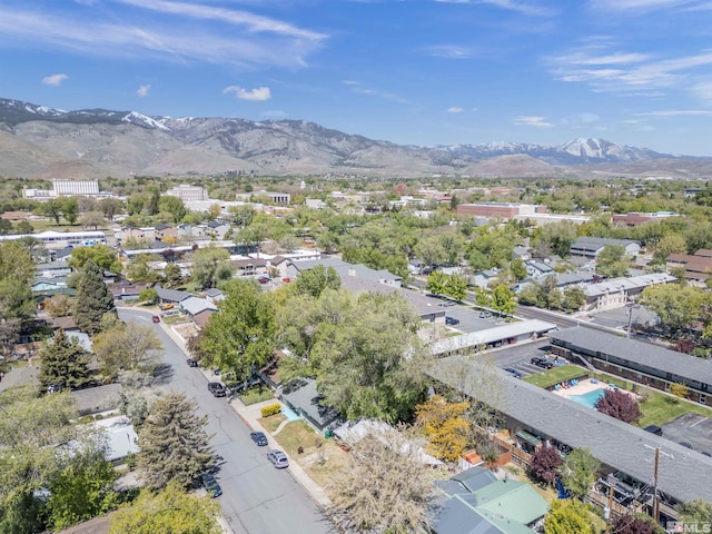 drone / aerial view with a mountain view